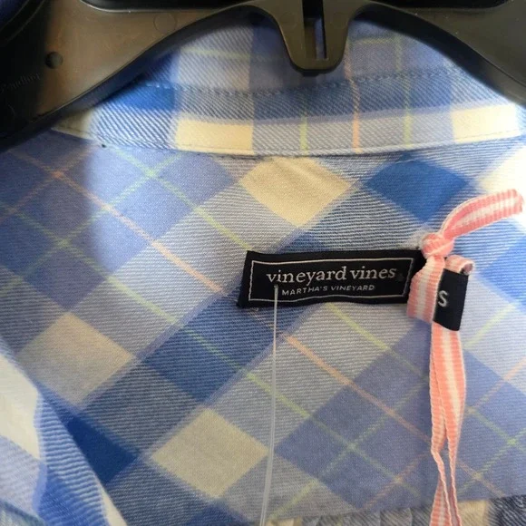Vineyard Vines Plaid Popover  Dress Womens S Blue Calm Water New [$168 2Q011323 - Picture 14 of 15